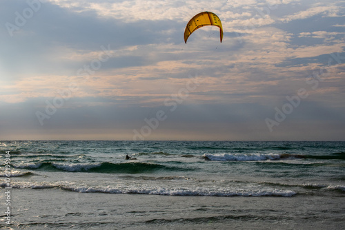 kite surfer on lake michigan