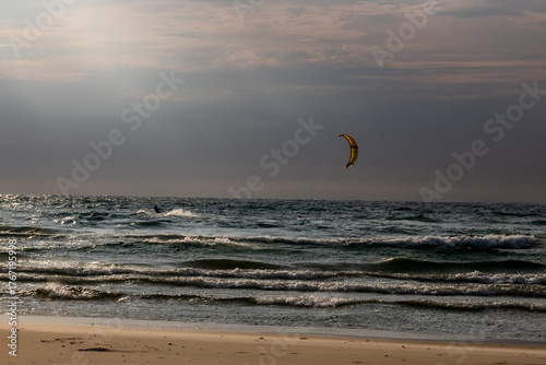 kite surfing on the beach