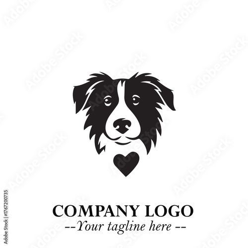 Cute Head of Dog Logo Symbol in Black on White Background with Modern Minimalist Design