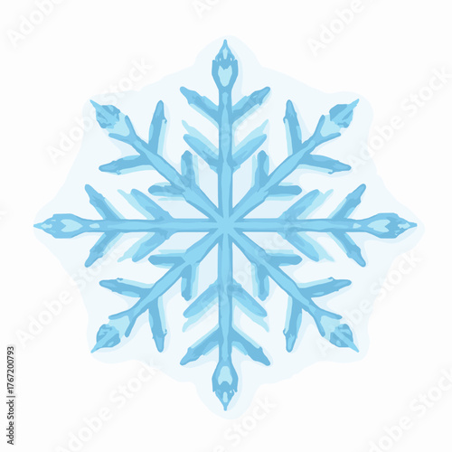 A stylized light blue snowflake with intricate crystalline patterns, depicted as a winter symbol.