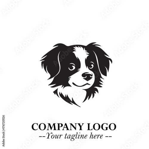 Cute Head of Dog Logo Symbol in Black on White Background with Modern Minimalist Design
