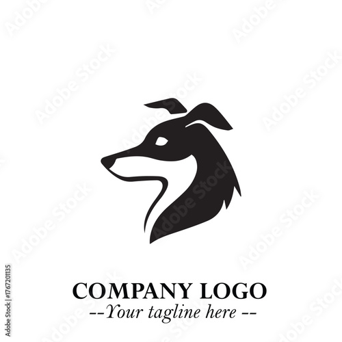 Cute Head of Dog Logo Symbol in Black on White Background with Modern Minimalist Design
