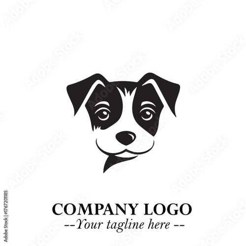 Cute Head of Dog Logo Symbol in Black on White Background with Modern Minimalist Design
