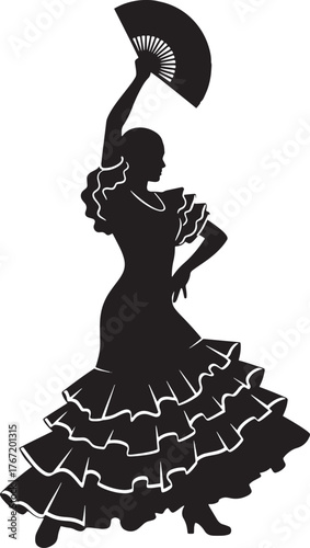 Silhouette of flamenco dancer. Vector illustration ready for vinyl cutting.