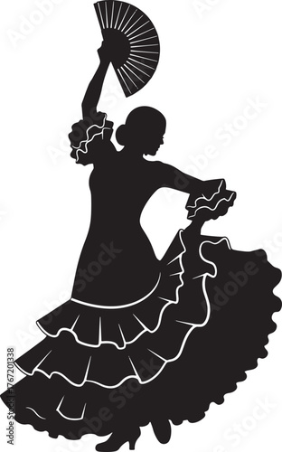 Silhouette of flamenco dancer. Vector illustration ready for vinyl cutting.