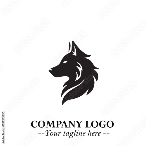 Cute Head of Dog Logo Symbol in Black on White Background with Modern Minimalist Design
