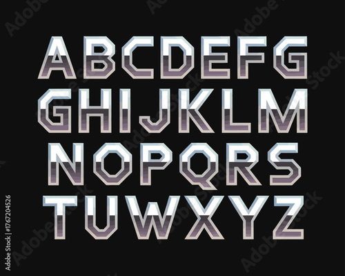 Stylish Alphabet Design in Geometric Font on Black Background