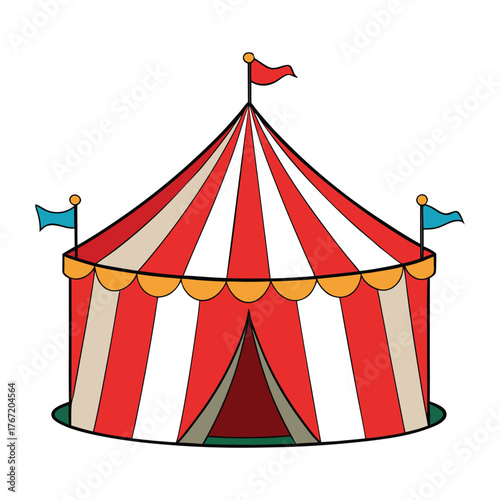 A vibrant advertising poster featuring a grand circus big top and colorful banner, inviting audiences to an exciting show filled with fun, laughter, and dazzling performances.
