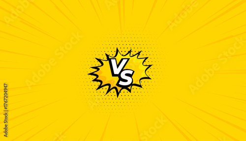 comic style versus vs duel challenge yellow banner design