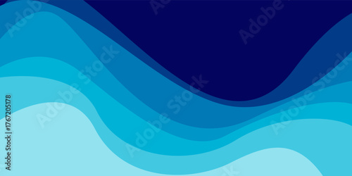 Multi layers blue color texture 3D papercut layers in gradient vector banner. Abstract paper cut art background design for website template. Topography map concept or smooth origami paper cut