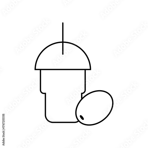 Black and white icon. Vector illustration of lemonade in a takeaway cup. Doodle style. Can be used in mobile apps, websites, and advertising.