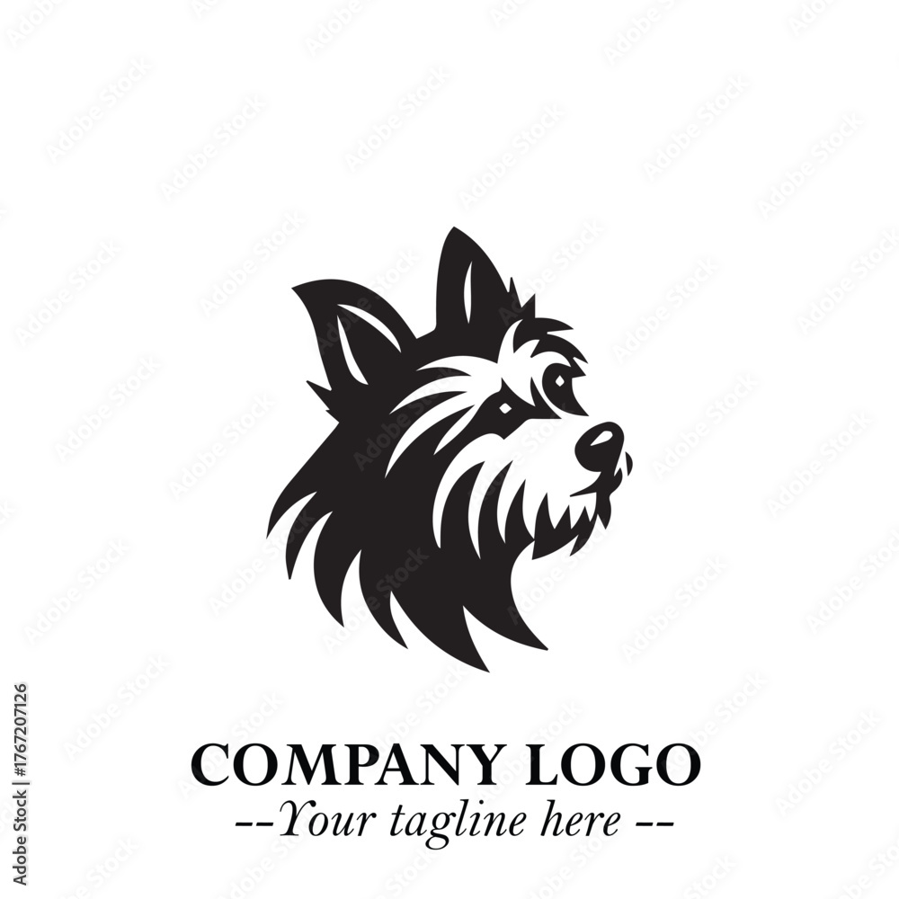 Obraz premium Cute Head of Dog Logo Symbol in Black on White Background with Modern Minimalist Design