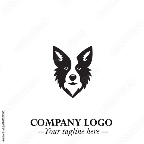 Cute Head of Dog Logo Symbol in Black on White Background with Modern Minimalist Design
