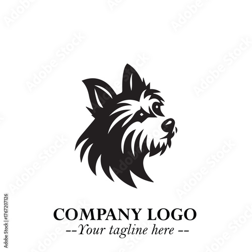 Cute Head of Dog Logo Symbol in Black on White Background with Modern Minimalist Design
