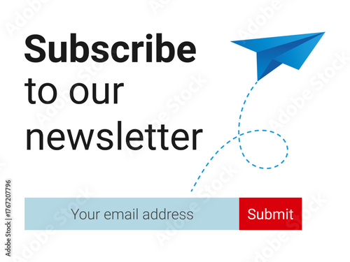 Subscribe to Our Newsletter template with mailbox and submit button for website Vector illustration