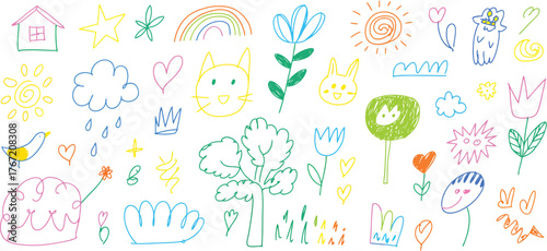 Wallpaper Mural Childlike drawings of nature and animals child drawing Torontodigital.ca