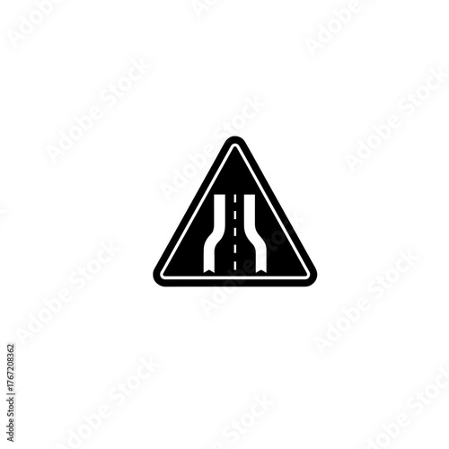 Road Narrows Sign Icon