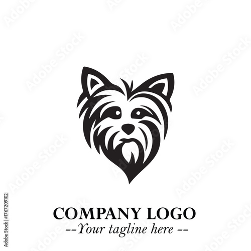 Cute Head of Dog Logo Symbol in Black on White Background with Modern Minimalist Design
