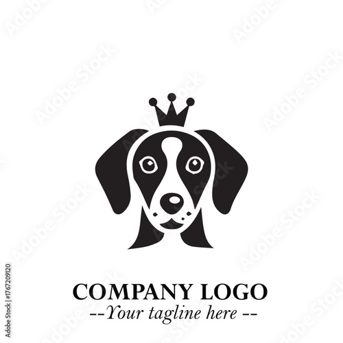 Cute Head of Dog Logo Symbol in Black on White Background with Modern Minimalist Design
