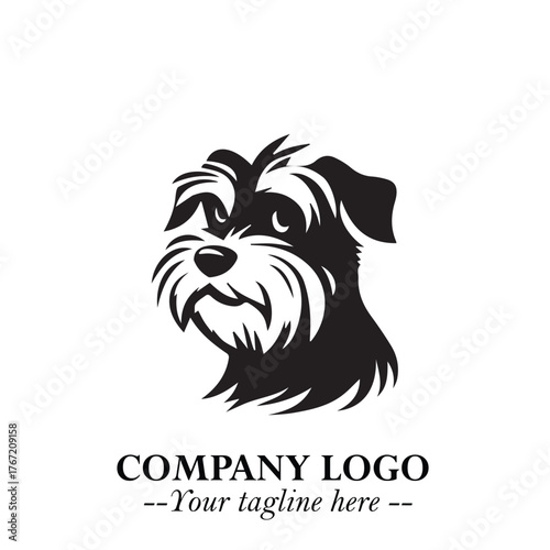 Cute Head of Dog Logo Symbol in Black on White Background with Modern Minimalist Design
