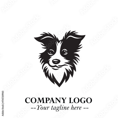 Cute Head of Dog Logo Symbol in Black on White Background with Modern Minimalist Design

