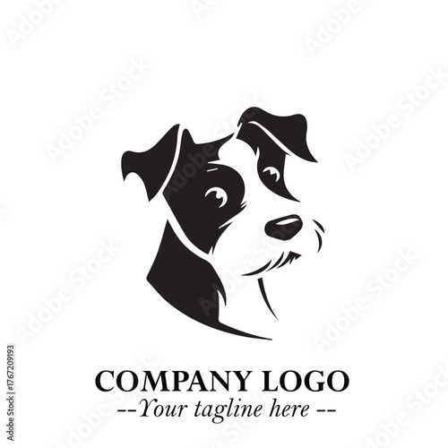 Cute Head of Dog Logo Symbol in Black on White Background with Modern Minimalist Design
