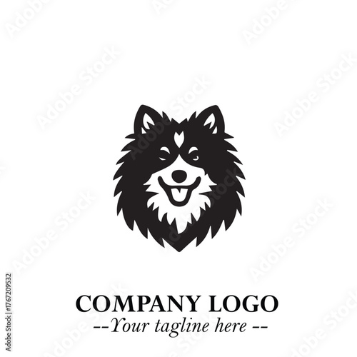 Cute Head of Dog Logo Symbol in Black on White Background with Modern Minimalist Design
