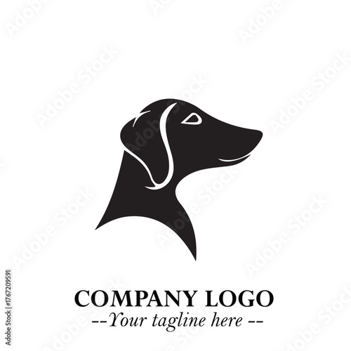 Cute Head of Dog Logo Symbol in Black on White Background with Modern Minimalist Design
