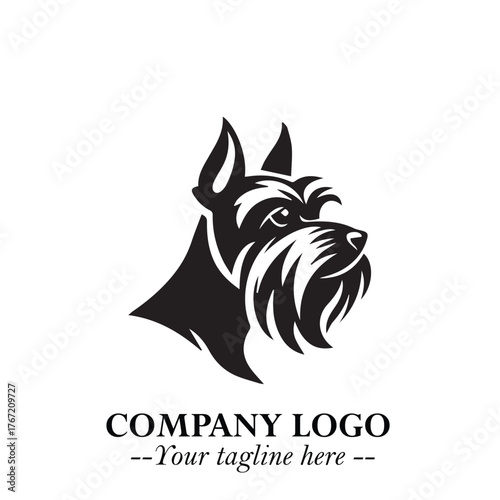 Cute Head of Dog Logo Symbol in Black on White Background with Modern Minimalist Design
