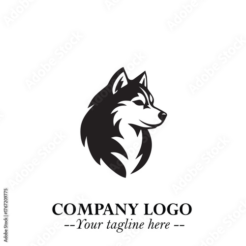 Cute Head of Dog Logo Symbol in Black on White Background with Modern Minimalist Design
