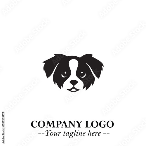 Cute Head of Dog Logo Symbol in Black on White Background with Modern Minimalist Design
