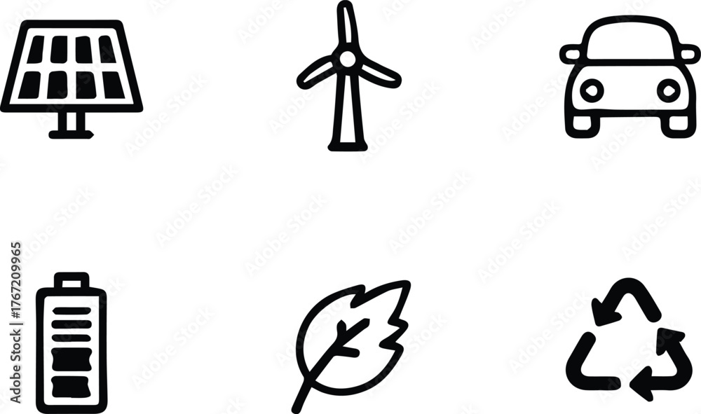Fototapeta premium Green and reusable icon sets vector illustration on white background 