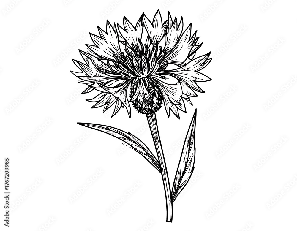 custom made wallpaper toronto digitalA hand-drawn ink illustration of a detailed wildflower
