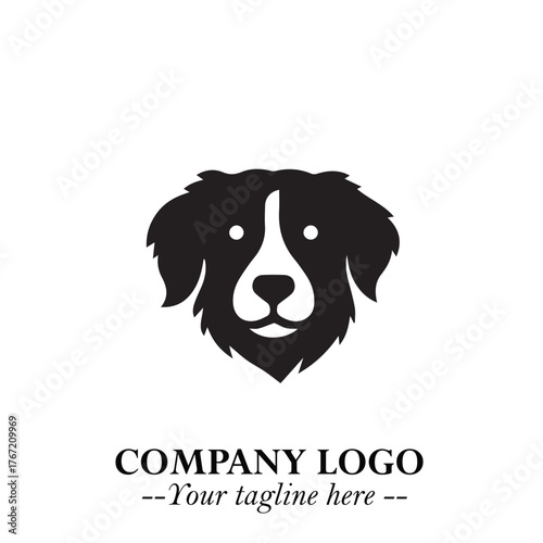 Cute Head of Dog Logo Symbol in Black on White Background with Modern Minimalist Design
