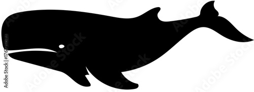 Black Whale Tail Fluke Silhouette Vector Icon