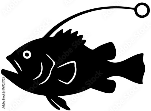 Anglerfish Deep Sea Predatory Silhouette Vector