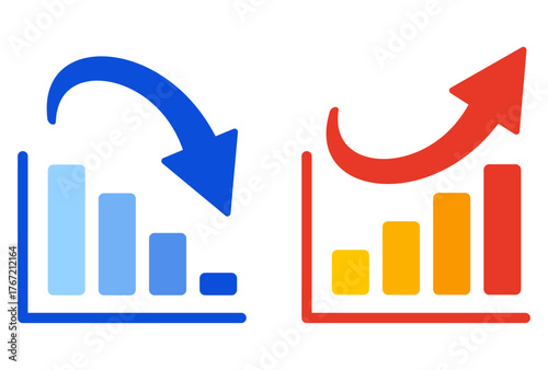 棒グラフが上下するイメージアイコン素材セット