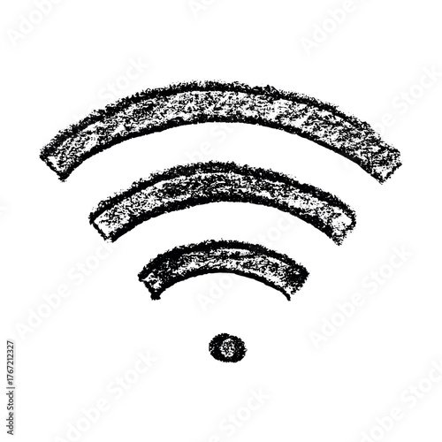 Hand drawn free wifi spot zone sign Public wi-fi area sign Wireless internet clipart in doodle style Single element for print, web, design, decor 3G, 4G, 5G, 6G, IoT