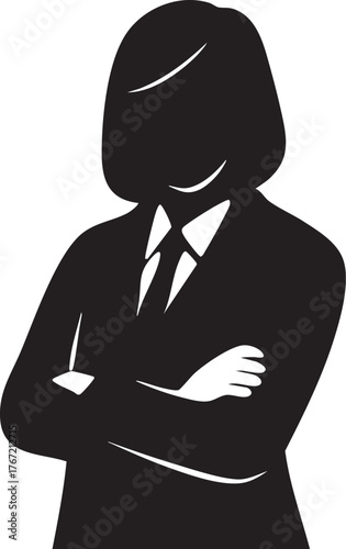 Confident businessman silhouette — black vector illustration