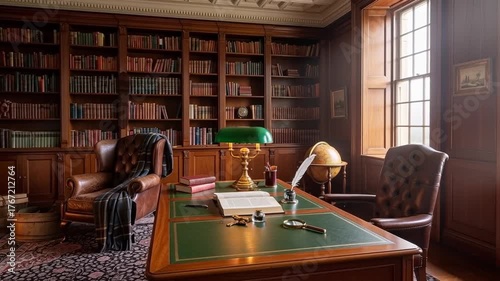 Wallpaper Mural Elegant Library Interior: Books, Desk, and Classic Design Torontodigital.ca