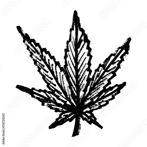 Hand drawn cannabis leaf Medicine marijuana Hemp leaves clipart in doodle style Single element for print, web, design, decor