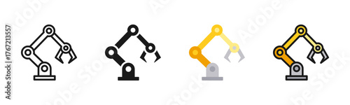 Robotic Arm Icon Pack In Multiple Styles