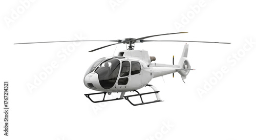 Sleek White Helicopter Transporting Executives for Urgent Corporate Travel and Aerial Survey