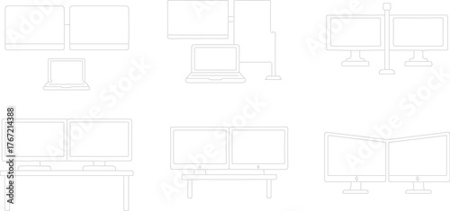 Digital Display Variations: A collection of various digital display setups and computer screen configurations.
