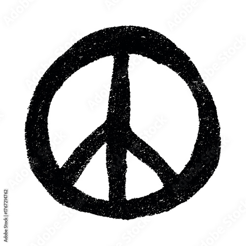 Hand drawn peace sign No war symbol Hippie clipart in doodle style Single element for print, web, design, decor