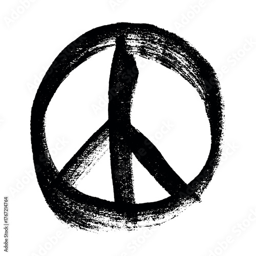 Hand drawn peace sign No war symbol Hippie clipart in doodle style Single element for print, web, design, decor