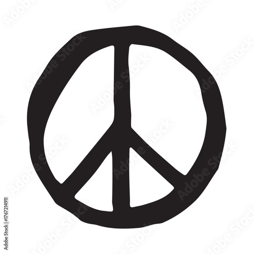 Hand drawn peace sign No war symbol Hippie clipart in doodle style Single element for print, web, design, decor