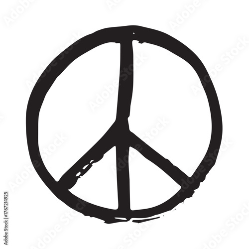 Hand drawn peace sign No war symbol Hippie clipart in doodle style Single element for print, web, design, decor