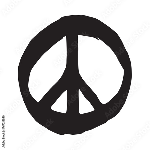 Hand drawn peace sign No war symbol Hippie clipart in doodle style Single element for print, web, design, decor