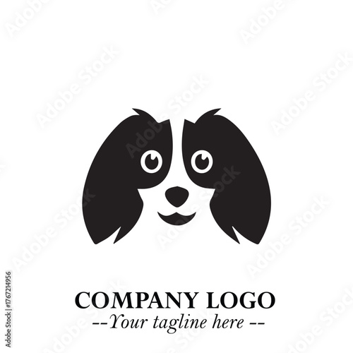 Cute Head of Dog Logo Symbol in Black on White Background with Modern Minimalist Design
